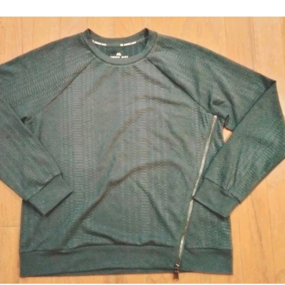 Andrew Marc Navy Blue Textured Sweater W/ Zipper Detail